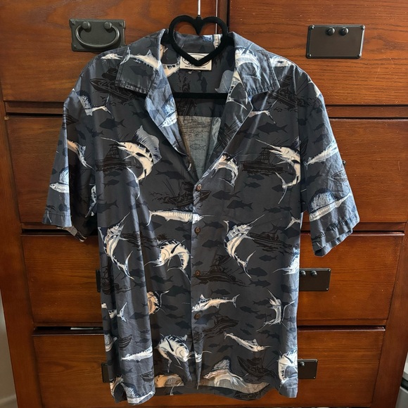 Pacific Legend Apparel Hawaiian Shirt Marlin Fishing Schooner Size Medium - Picture 1 of 10